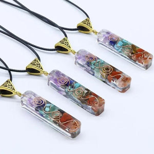 Soumra 7-Chakra Resin-Wrapped Crystal Shard Necklace