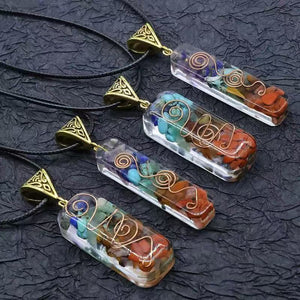 Soumra 7-Chakra Resin-Wrapped Crystal Shard Necklace