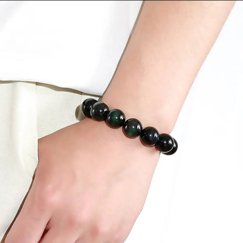 Natural Green Eye Obsidian Wealth Bracelet