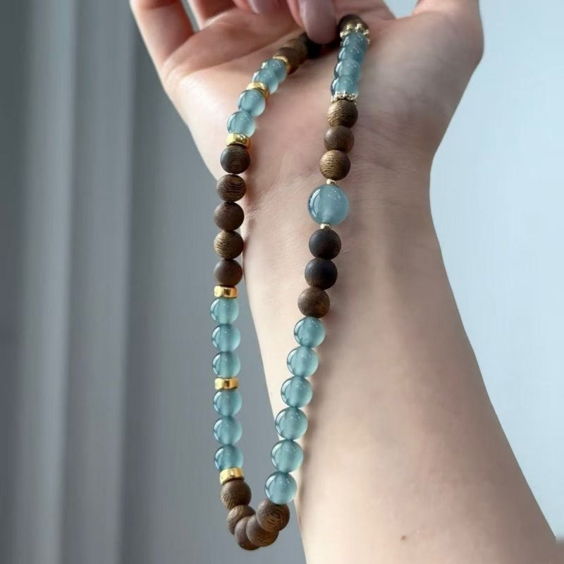 Soumra Agarwood & Blue Jade "Tranquil Abundance" Multi-Strand Bracelet