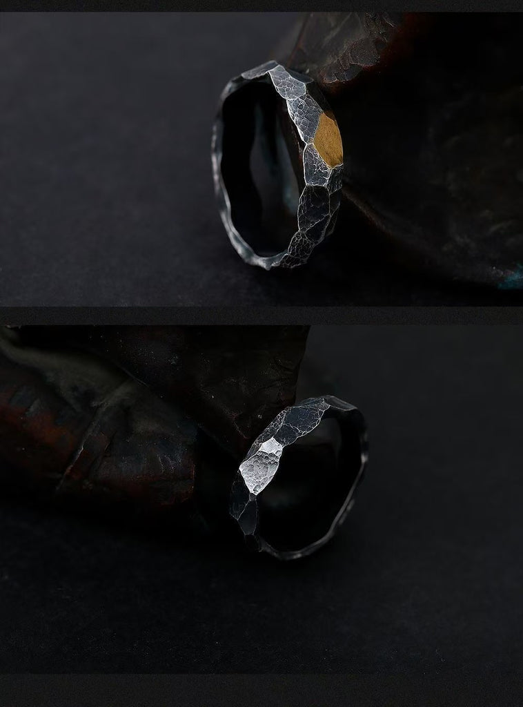 Soumra "Taihu Stone: Touch of Gold" Adjustable Silver Ring