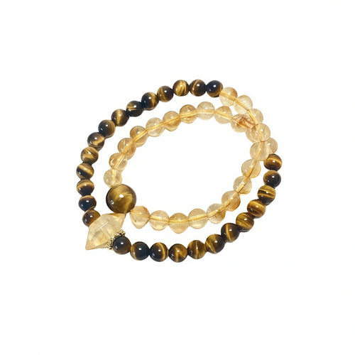 Soumra Sunlit Peak Citrine & Tiger's Eye Double Wrap Bracelet
