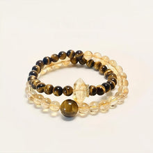 Load image into Gallery viewer, Soumra Sunlit Peak Citrine &amp; Tiger's Eye Double Wrap Bracelet
