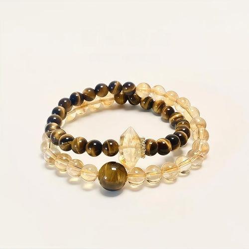 Soumra Sunlit Peak Citrine & Tiger's Eye Double Wrap Bracelet