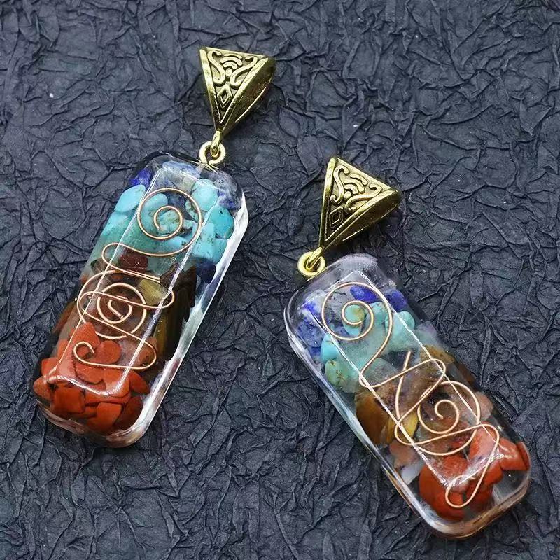 Soumra 7-Chakra Resin-Wrapped Crystal Shard Necklace
