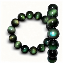Load image into Gallery viewer, Natural Green Eye Obsidian Wealth Bracelet