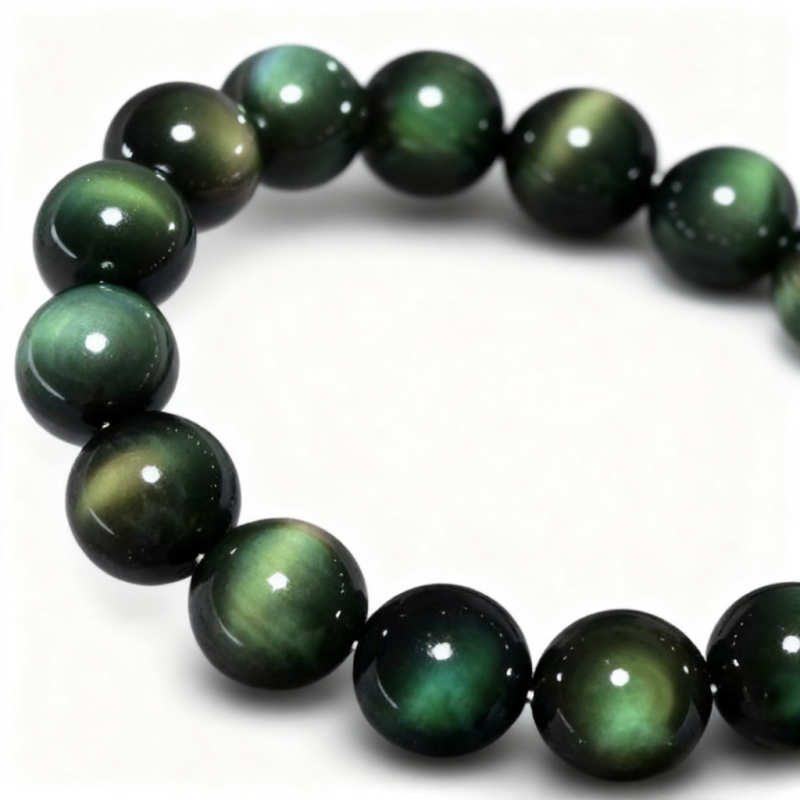 Natural Green Eye Obsidian Wealth Bracelet